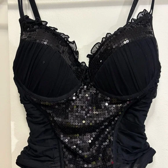 Black Sequin Women's Bra - Picture 2 of 8